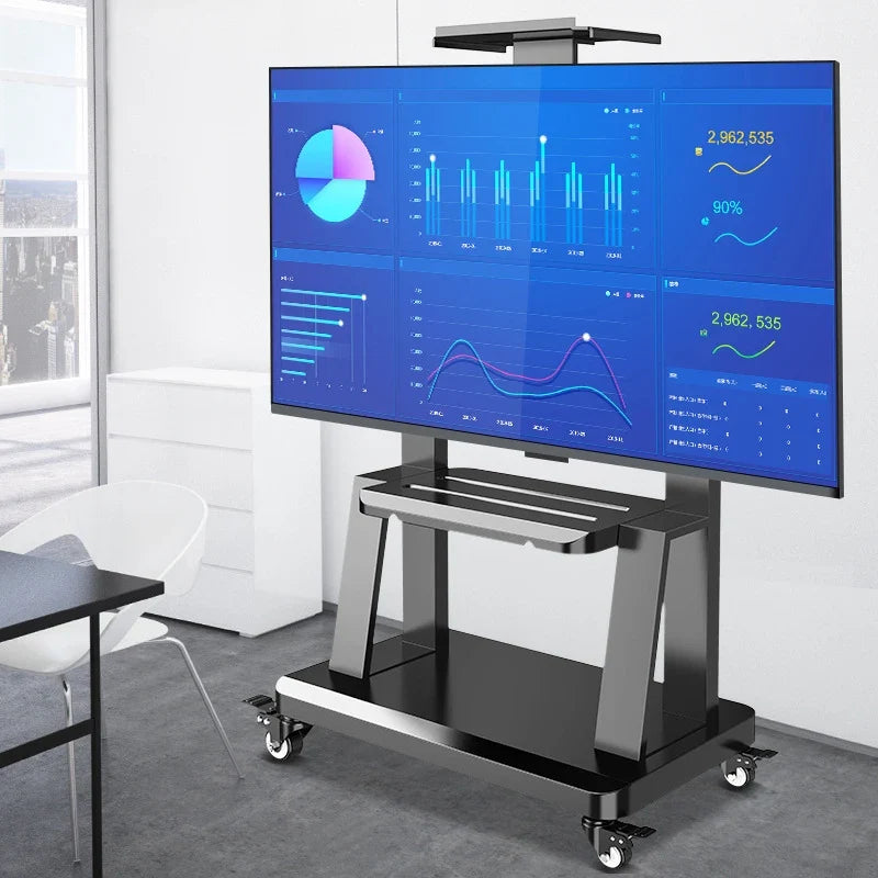 Mobile TV Stand for 32-86” TVs,Tilt TV Cart Holds up to 220 Lbs Portable Stand with Storage Shelf Rolling Floor VESA 700x500mm