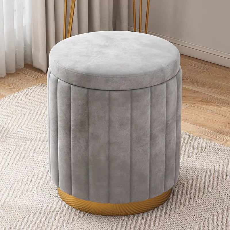 Fashion Storage Stool, Shoe Changing Stool, Makeup Stool, Bedroom Dressing Table Round Stool, New Round Stool with Storage Space