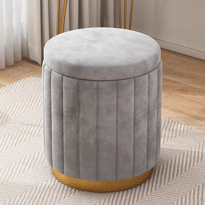 Fashion Storage Stool, Shoe Changing Stool, Makeup Stool, Bedroom Dressing Table Round Stool, New Round Stool with Storage Space