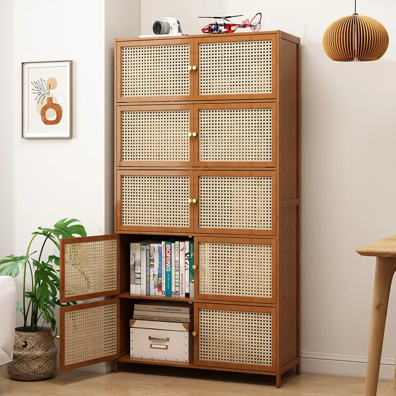 Bookcase with door, multi-layer storage rack, seam storage cabinet, living room display cabinet, bookshelf
