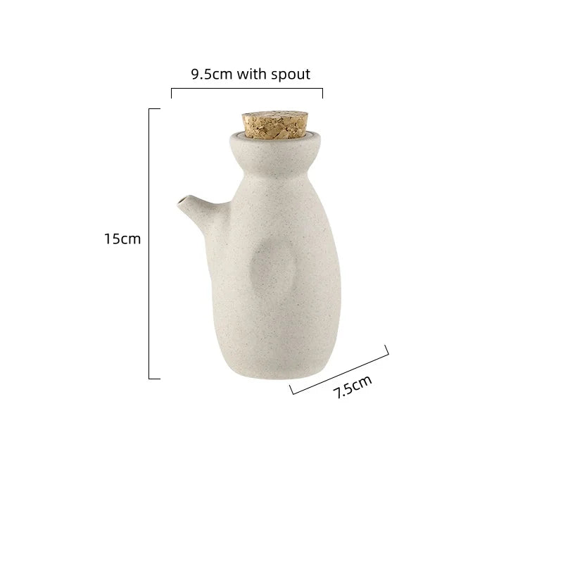 JUSTINLAU Ceramic Seasoning Jar Japanese Spice Container with Bamboo Lid Spoon Home Oil Pot Seasoning Bottle Tray Kitchen Tools
