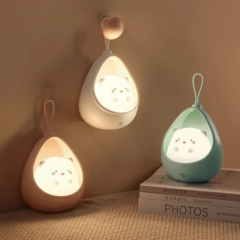 LED Night Light Intelligent Human Sensing USB Rechargeable Sleep Light Bedroom Bedside Corridor Desktop Decoration Table Lamp