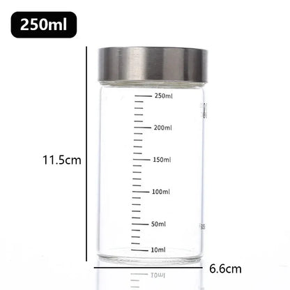 100-500ml Glass Bottle with Scale High Borosilicate Heat-resistant Glass Seal Jar Kitchen Seasoning Spices Storage Bottle Gadget