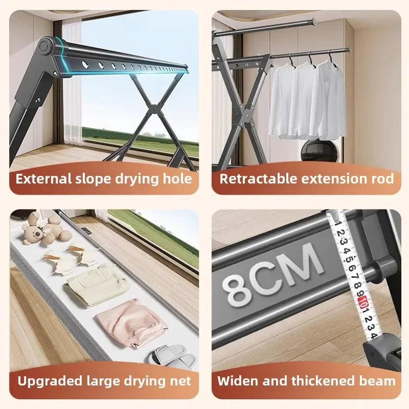 Floor-to-ceiling drying rack Aluminum alloy outdoor foldable free installation drying rack Children's clothing drying rack