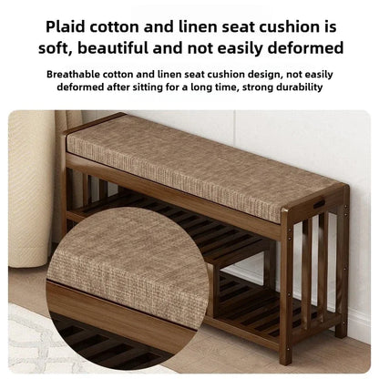 Shoe change stool Home door entry bench Solid wood shoe stool Storage shoe rack Simple bench Soft bag Sofa stool
