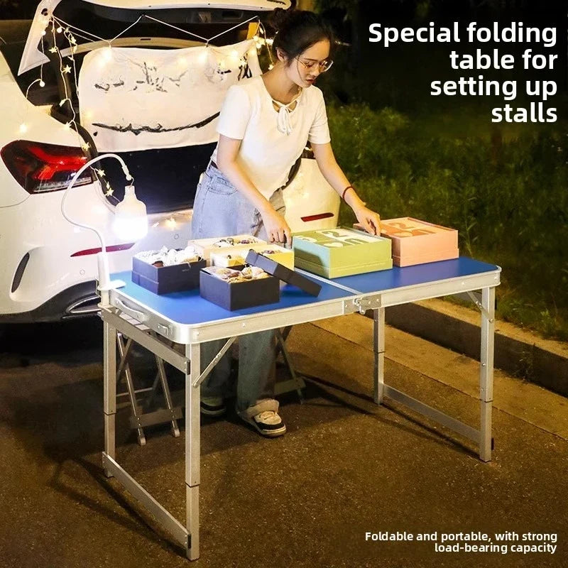 Folding table stall folding outdoor portable lifting work table camping picnic night market folding table and chairs
