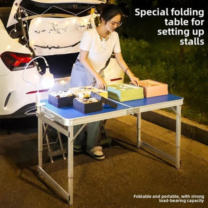 Folding table stall folding outdoor portable lifting work table camping picnic night market folding table and chairs
