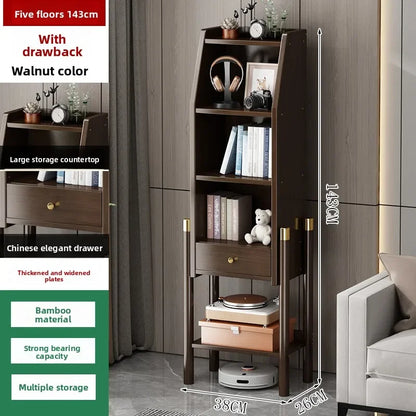 Bookshelf Shelf Floor-to-ceiling bookcase Simple living room wall locker Corner cabinet TV side cabinet Display cabinet Bamboo