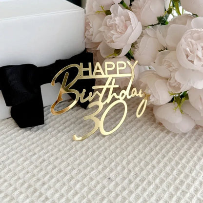 New 18, 30, 40 and 50 Years Old Happy Birthday Cake Topper Gold Acrylic Birthday  Party Cake Toppers Decorations Baking Supplies