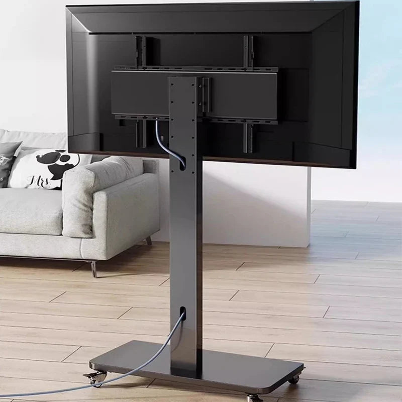 Floor TV Stand with Power Outlet, Universal TV Stand for 26-65 inch TVs up to 110 lbs, Height Adjustable TV Stand with Swivel