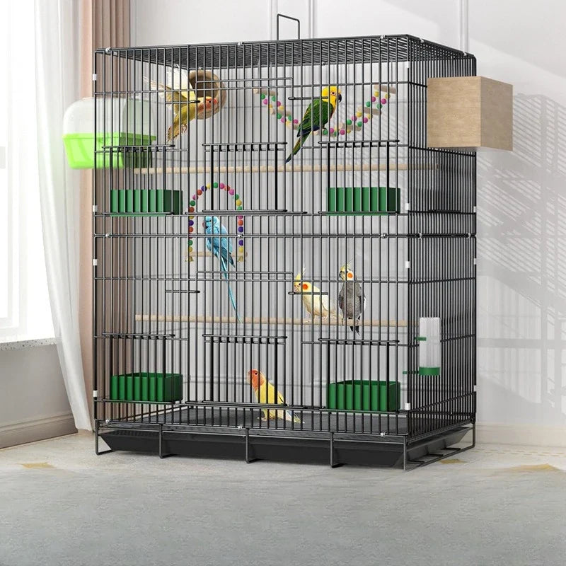 Large Parrot Bird Cage Multi Level Double Deck Luxury Spacious Removable Tray Easy Clean Indoor Outdoor Cockatiel Budgie