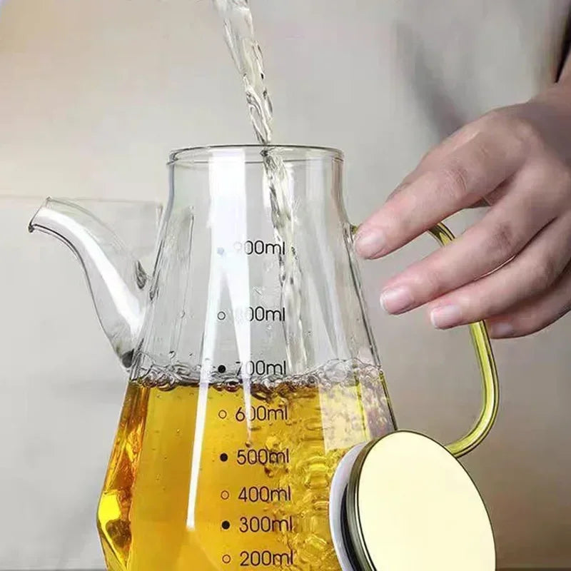JUSTINLAU High Borosilicate Glass Oil Pots Diamond Oil Bottle with Scale Kitchen Soy Sauce Vinegar Condiment Storage Container