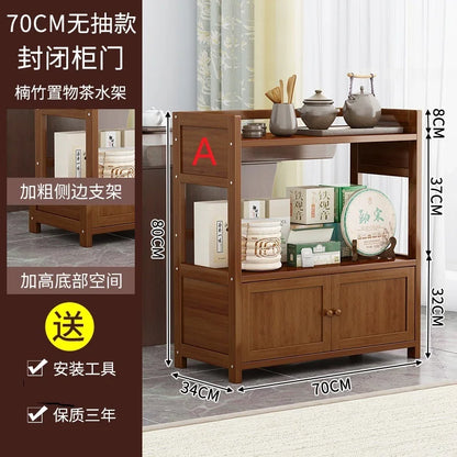 Bamboo tea table tea cabinet household multifunctional living room office tea set kitchen restaurant storage cabinet