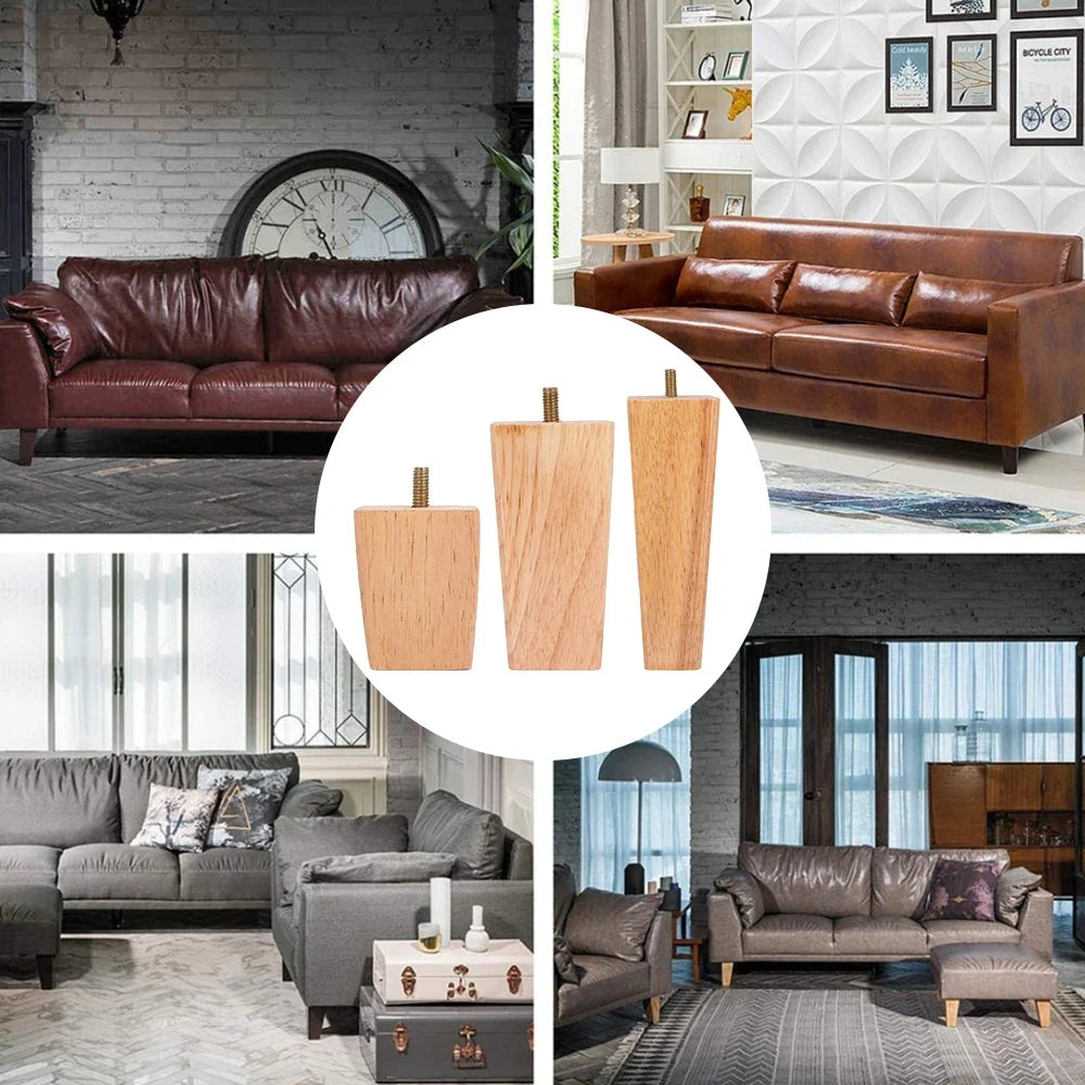 4Pcs Square Furniture Legs 6/10/15cm Solid Wood Furniture Feets Bed Sofa Table Legs Chair Replacement Feet For Couch Cabinet