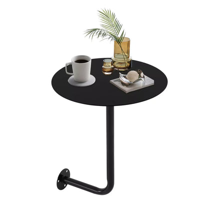 Wall Mounted L-Shaped Round Black Bar Table Space-Saving Table- Ideal for Coffee, Pub & Counter Use At Bar Height