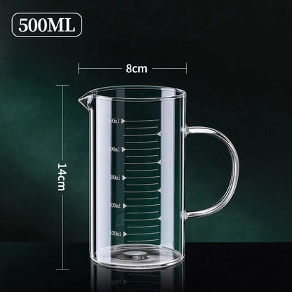 1pcs Glass Measuring Cup With Handle 250/350/500/1000ml High Borosilicate Glass Milk Coffe Measuring Mug Heat-resistant Cup