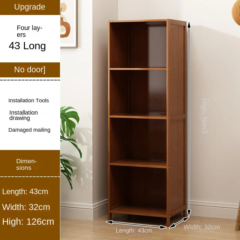 Bookcase with door, multi-layer storage rack, seam storage cabinet, living room display cabinet, bookshelf