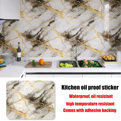 40cm New Kitchen Oil-proof Wall Stickers Self-adhesive Stain-resistant High Temperature Kitchen Countertop Protective Wallpaper