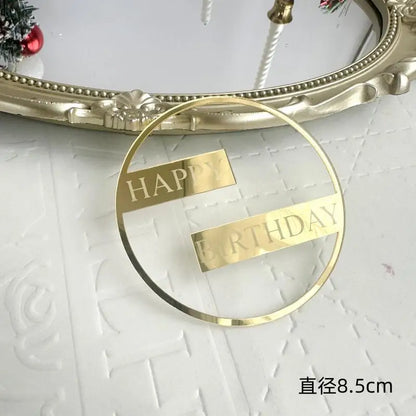 New Happy Birthday Cake Toppers Gold Acrylic Birthday girl Kids Birthday Party Cake Topper Dessert Decoration Baby Shower Gift
