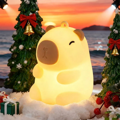 Capybara Cute Night Light, Squishy Lamp Xmas Gifts Toys, Rechargeable LED Dimmable Silicone Nightlight for Kids