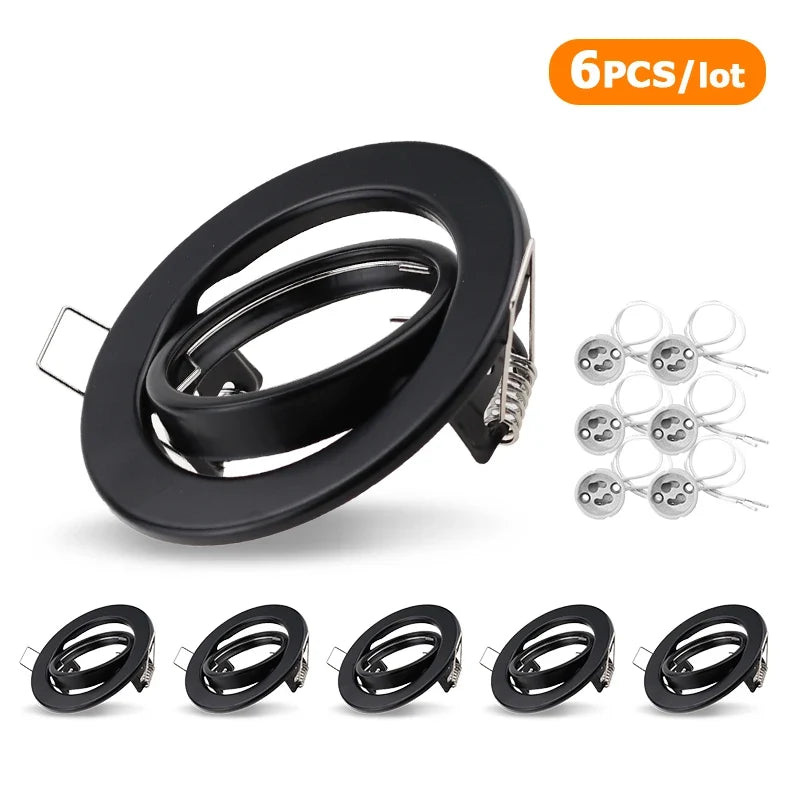 White/Black LED Spotlights Frame Adjustable Downlight led HoldersCutout 70mm for MR16 GU10 Bulb Holder Recessed LED Spot light