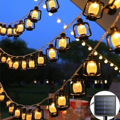 LED Solar Lamp String Lantern Bottle Retro Light String Christmas Decoration Lamp Garden Atmosphere Light Outdoor Camping Light