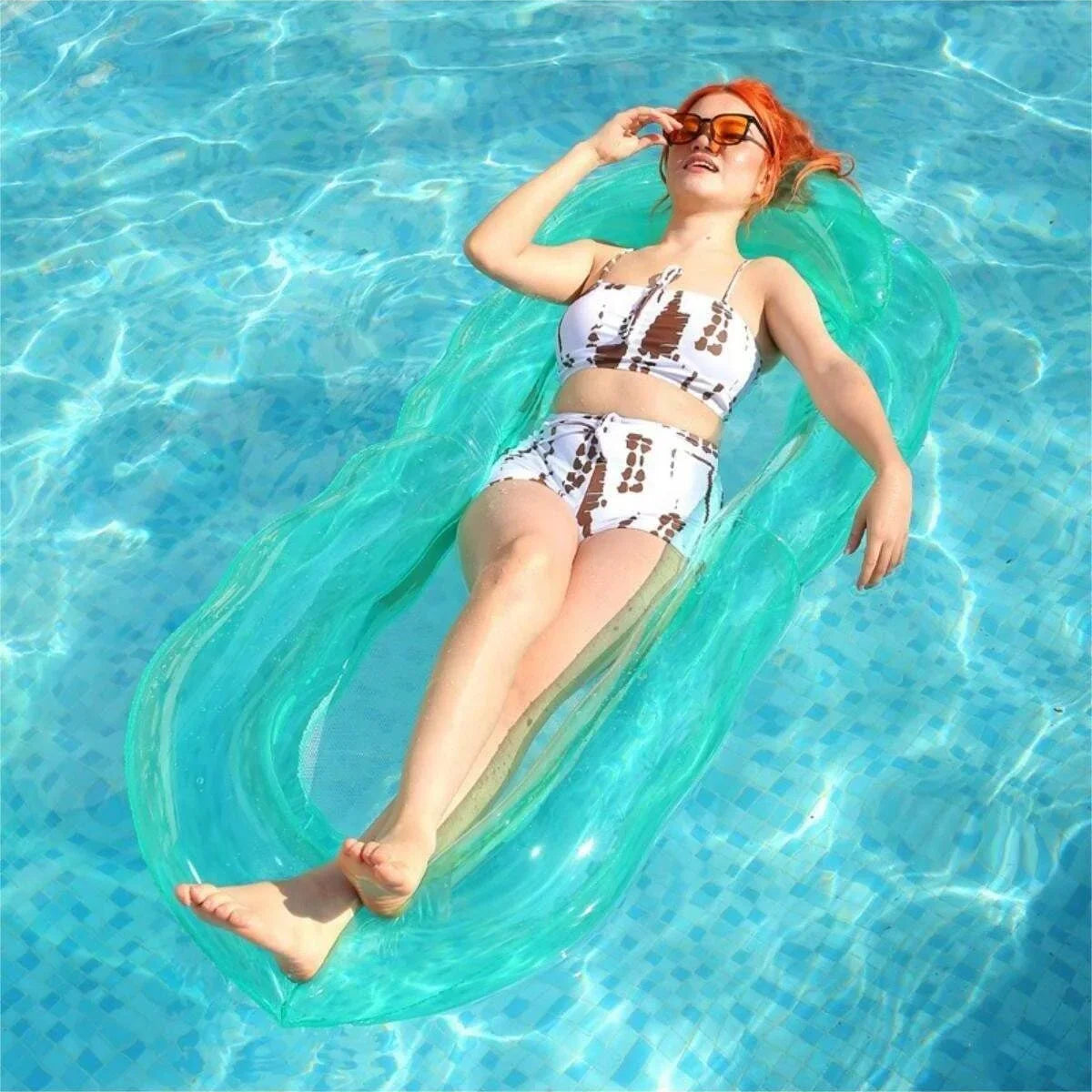 Inflatable Pool Float Adult - Pool Floaties Lounger Floats Rafts Floating Chair w Adjustable Backrest Cup Holders Water Floaty