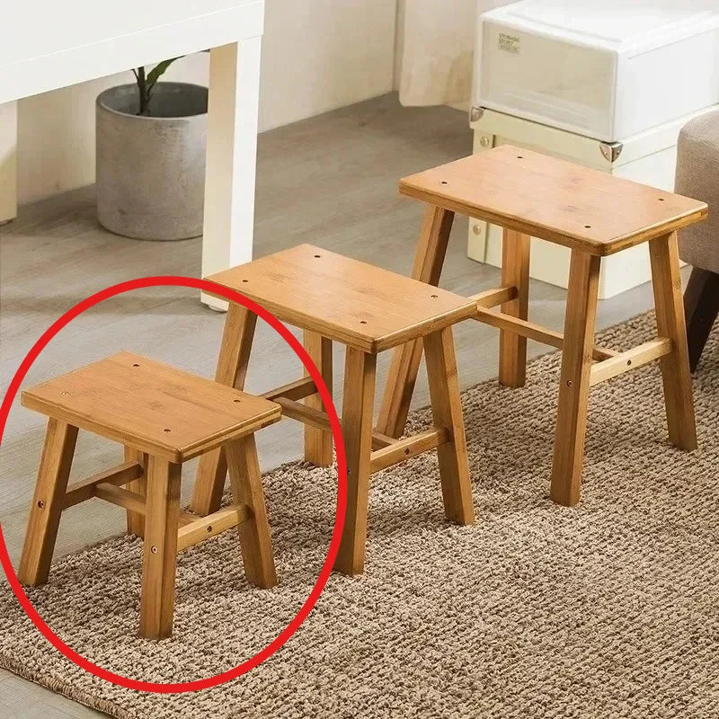 Thickened Nanzhu Mazar Stool Wooden Bench Small Stool Short Household Bathroom Portable and Simple