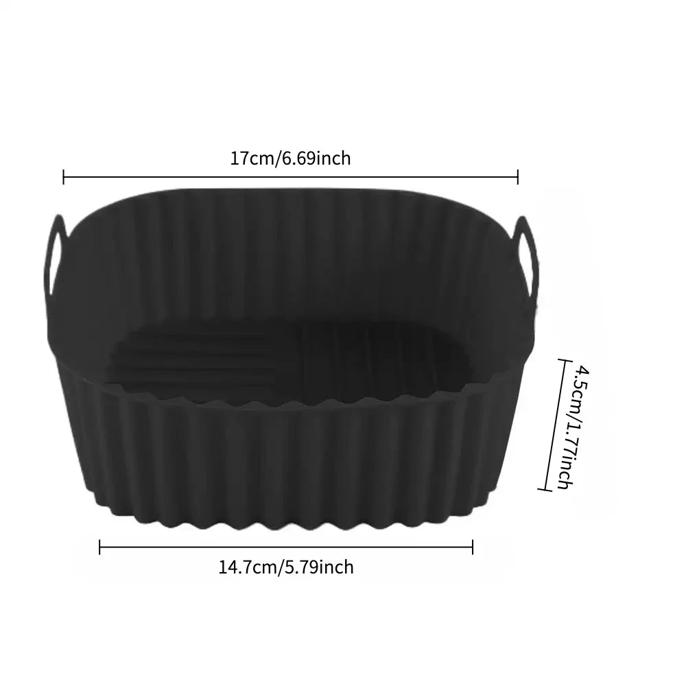 Reusable Air Fryer Silicone Liners Square Non Stick Basket Mat for 4-7QT Air Fryer Oven Microwave Baking Airfryer Accessories
