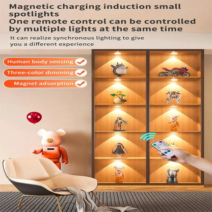 Motion Sensor LED Under Cabinet Lamp Dimmable Rechargeable Night Light Stairs Closet Room Aisle Tube Bar Detector Bulb
