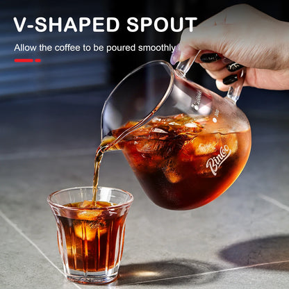 Bincoo 400ML Clear Glass Coffee Carafe Heat Resistant Visual Brewing Control Easy Sharing Pour over Coffee Maker