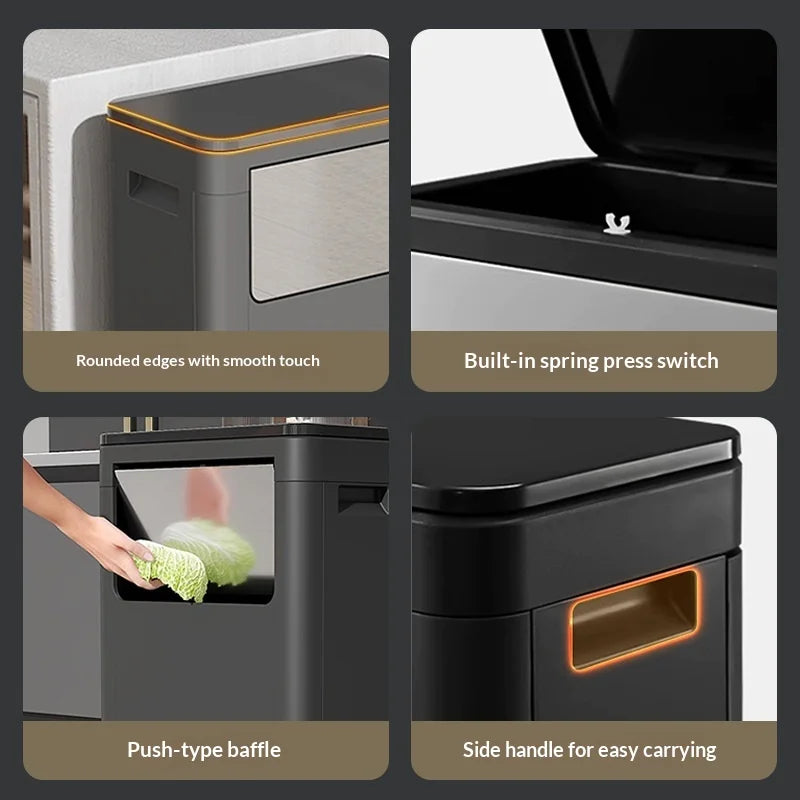 Touchless Motion Sensor Trash Can Dual Lid Hands Free Kitchen Large Capacity Outdoor Commercial Garbage Bin Lixeira Banheiro