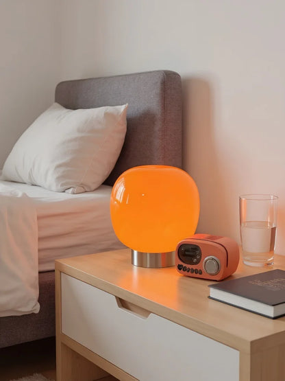  Macaron Glass Table Lamp for Hotel Bedroom Bedside Living Room Trichromatic Dimming Decoration Modern Minimalist Desk Lights