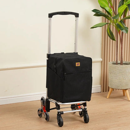 Aluminum pole hand pulled grocery cart, can climb stairs, supermarket shopping, foldable small cart, cargo luggage trolley