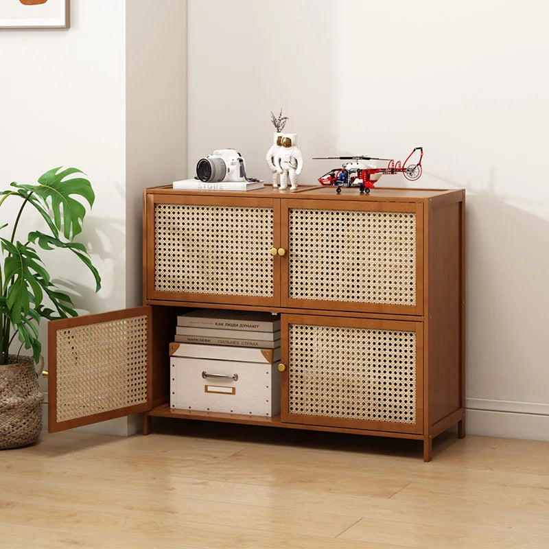 Bookcase with door, multi-layer storage rack, seam storage cabinet, living room display cabinet, bookshelf