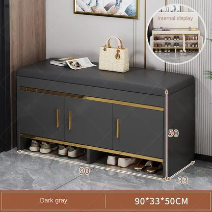 Shoe changing bench household entrance shoe bench can sit on shoe cabinet soft seat integrated storage low cabinet