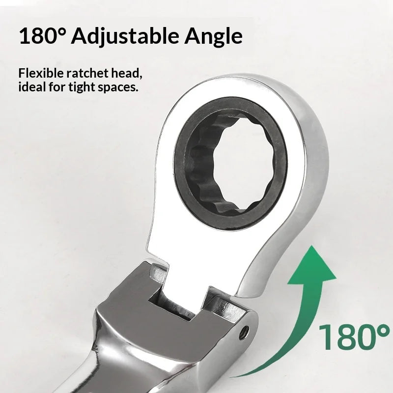 Ratchet Combination Wrench Set 6-32mm Gear Ring Ratcheting Combination Wrench Kit Metric Flexible Head with Canvas Bag Tools Set