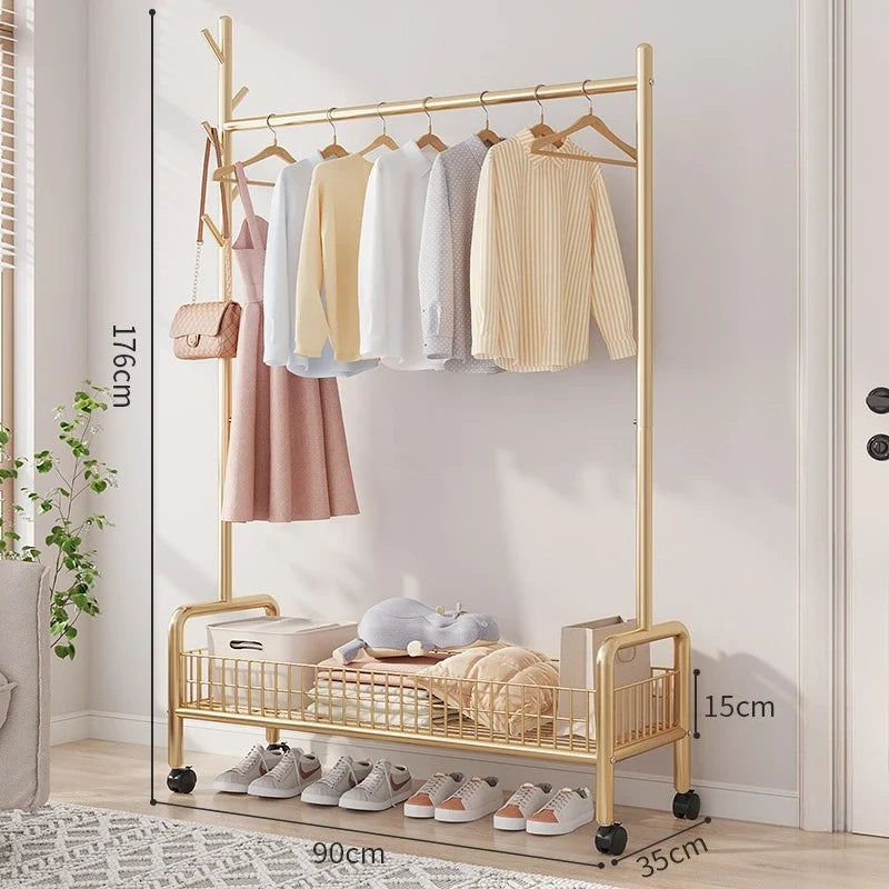 Foldable Standing Coat Rack Clothes Hanger Floor Coat Stand Portable Collapsible Organizer Bedroom Balcony Entryway Hall