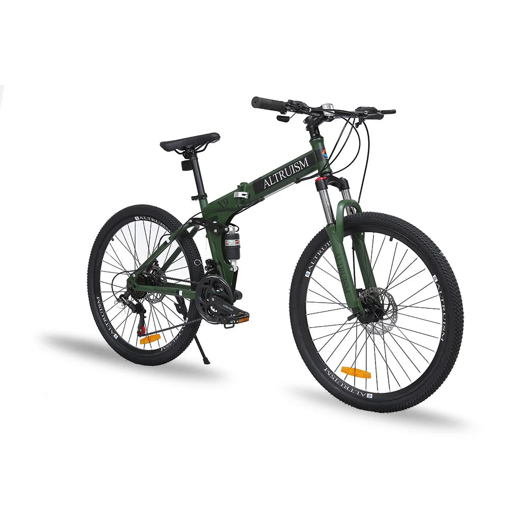 26 Inch Mountain Bike for Men & Women, 21 Speed Dual Suspension Adult Bicycle with Adjustable Disc Brake High Carbon Steel Frame