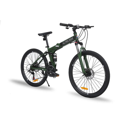 26 Inch Mountain Bike for Men & Women, 21 Speed Dual Suspension Adult Bicycle with Adjustable Disc Brake High Carbon Steel Frame