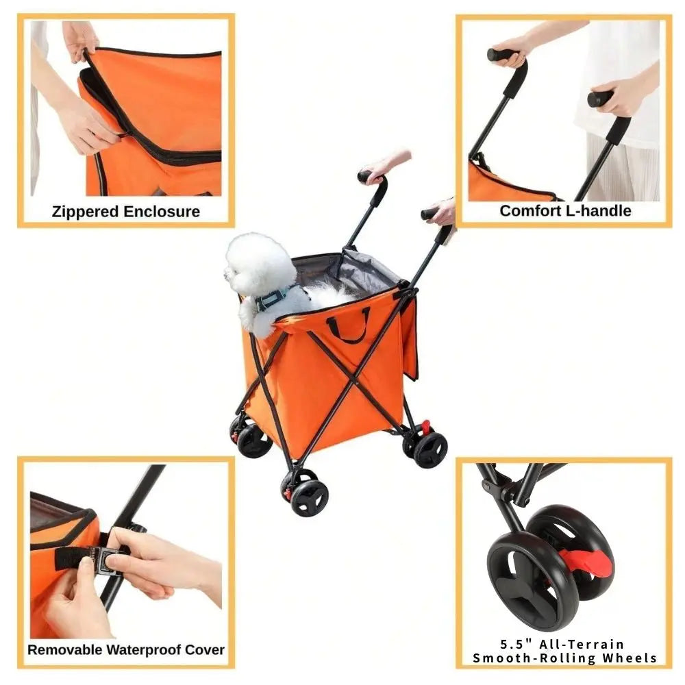 Foldable Shopping Cart, 100L Capacity, 80kg Load, Detachable Washable Bag, Compact Grocery Cart for Supermarket & Urban Use