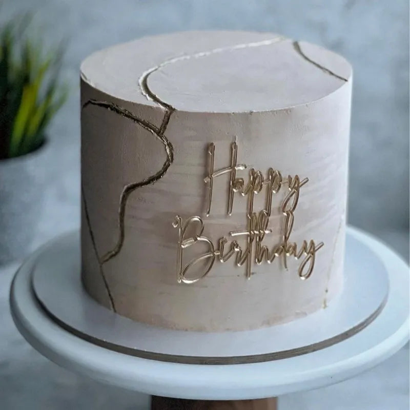 New Acrylic Kids Happy Birthday Cake Toppers Gold Boy or Girl Birthday Party Cake Topper for Baby Shower Gift Dessert Decoration