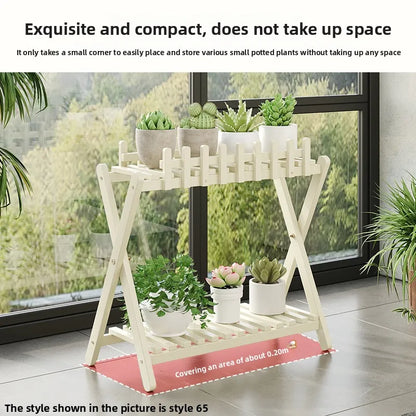 Natural Bamboo Multi Tier Floor Plant Stand Mobile Flower Pot Shelf Indoor Outdoor Balcony Living Room Succulent Display