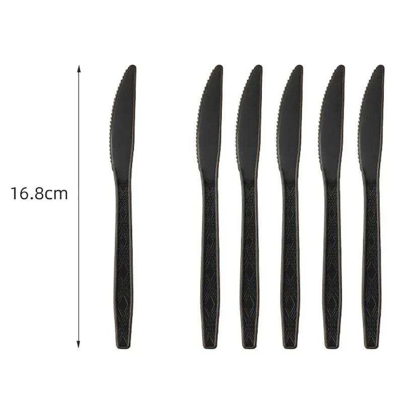 Disposable Tableware Solid Black Theme Birthday Party Paper Napkins Cups Plates Tablecloths Knife Fork Spoon Party Decorations
