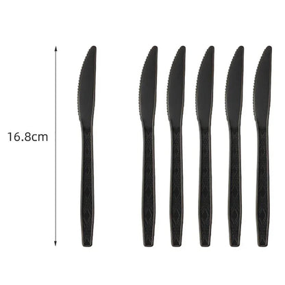 Disposable Tableware Solid Black Theme Birthday Party Paper Napkins Cups Plates Tablecloths Knife Fork Spoon Party Decorations