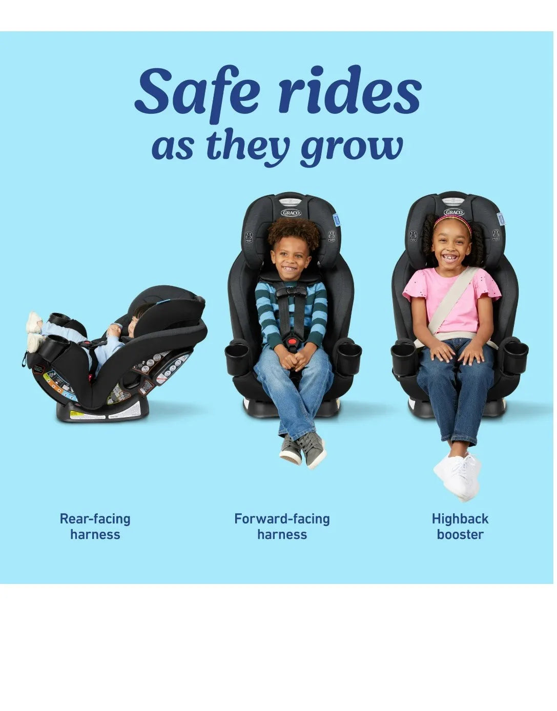 Graco TrioGrow SnugLock 3-in-1 Convertible Car Seat, Warren, Black