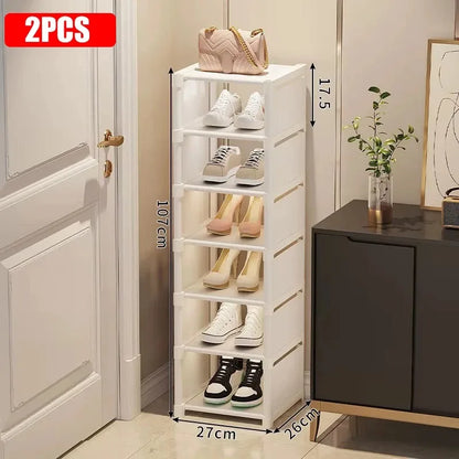 Stackable Shoe Rack Organizer Non-Woven Fabric Space Saving Entryway/Closet/Underbed Storage Home Organization Easy Assembly