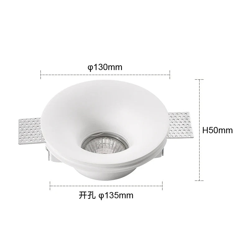 Recessed Gypsum Downlight Ceiling Lamp GU10 LED Anti-Glare Embedded Borderless Spotlight Living Room Bedroom Aisle Home Lighting