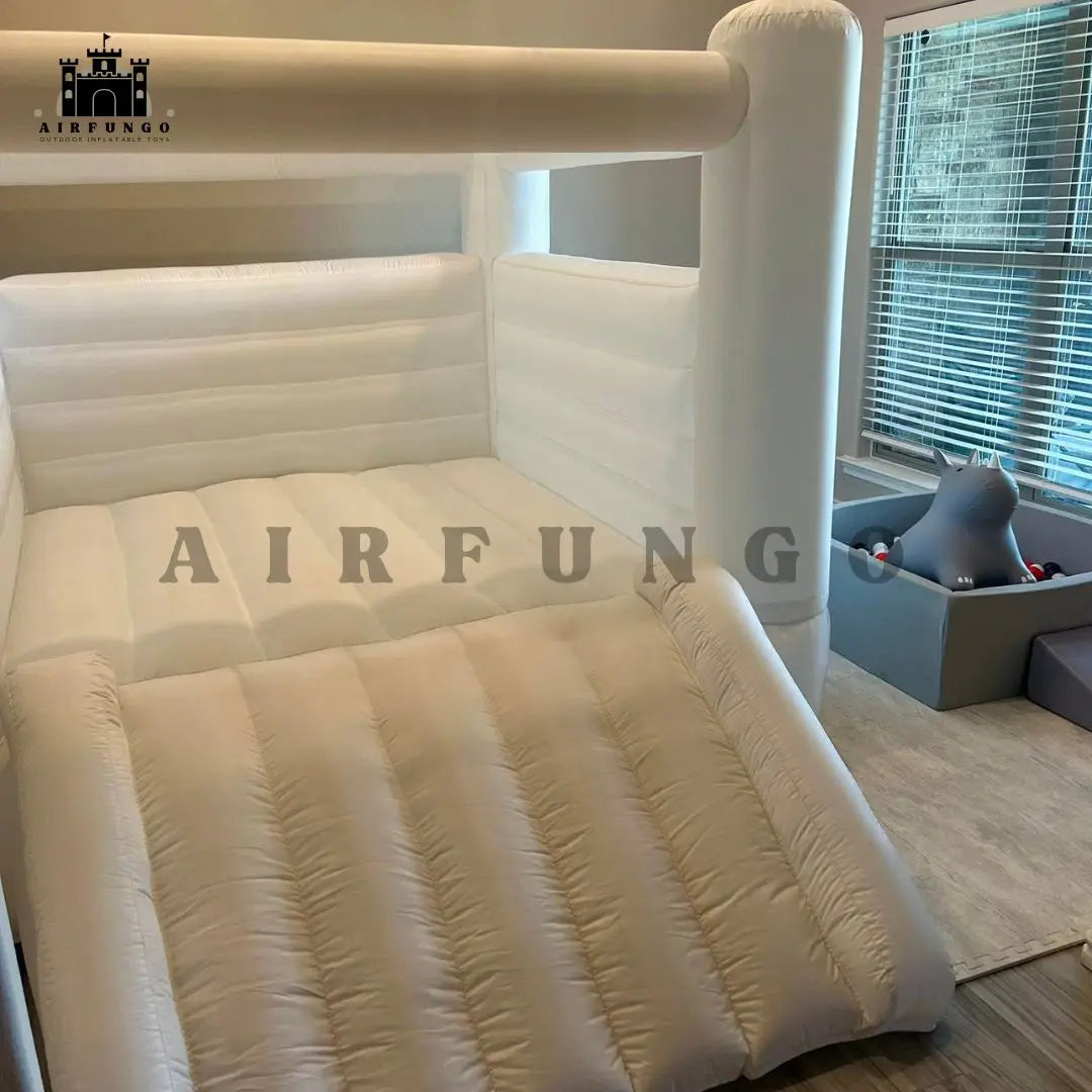 12ft Kids Birthday Gift White Bounce House Indoor Outdoor Softplay Inflatable White Castle Bouncer with Blower Customization