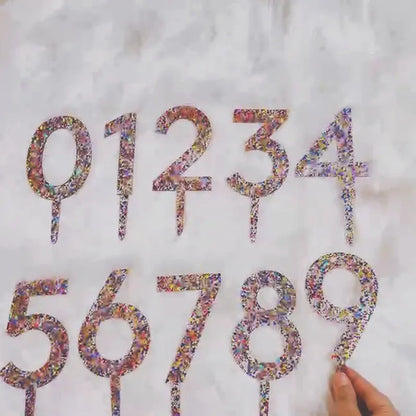 Sparkling 0-9 Number Happy Birthday Cake Topper Gold Acrylic Wedding Cake Topper Kids Birthday Party Cake decoration Baby shower